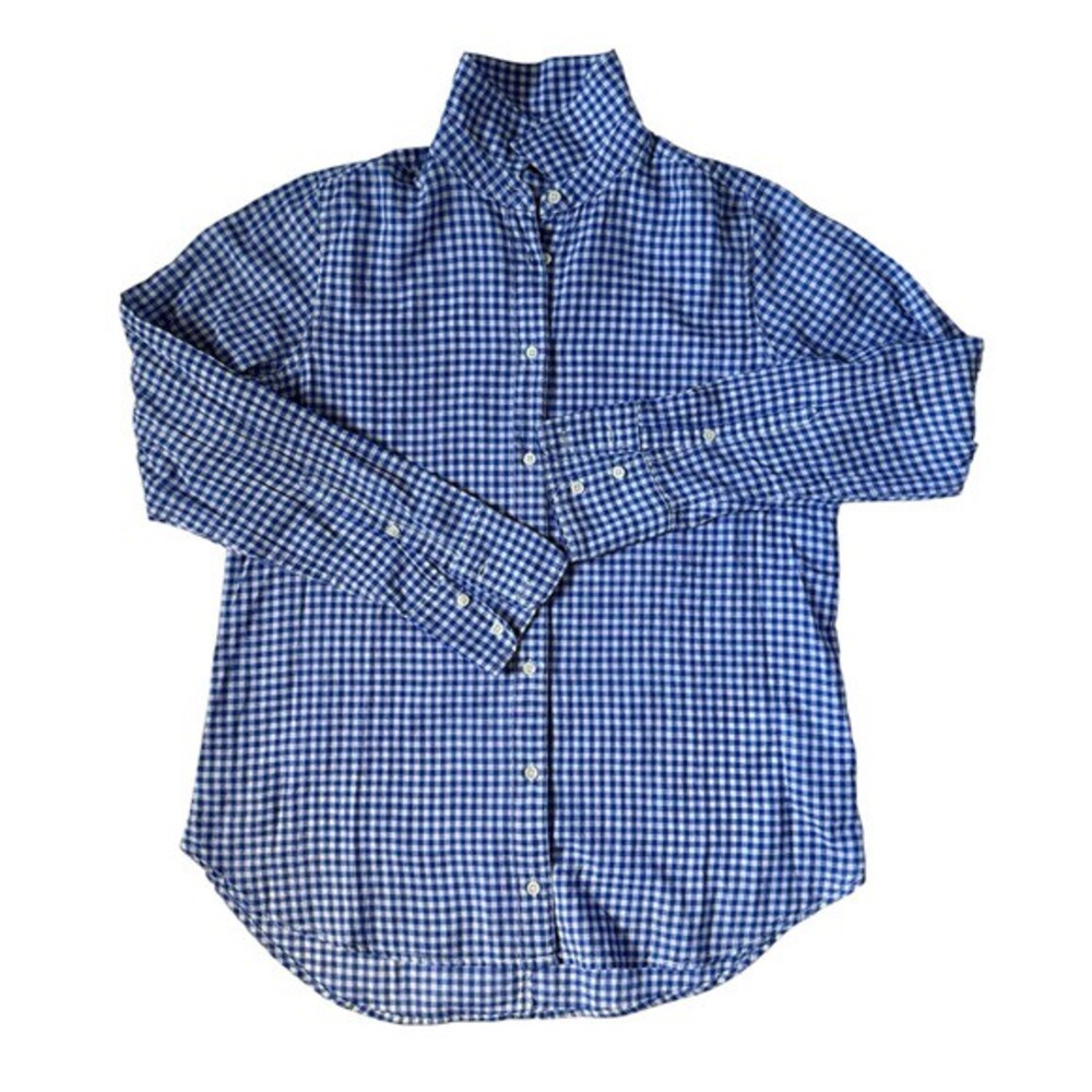 J.Crew Button Down Shirt in Blue Mini Check / Gingham, Size 6